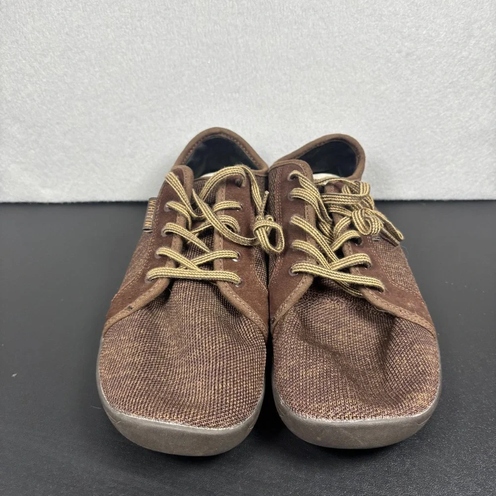 WHITIN Mens Wide Barefoot Sneakers Brown Knit Zero Drop Shoes Size 45 US 11/11.5